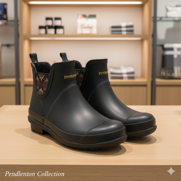 Pendleton Ladies Sunset Sierra Chelsea Patterned Rainboot Black Size 8 - Picture 1 of 9